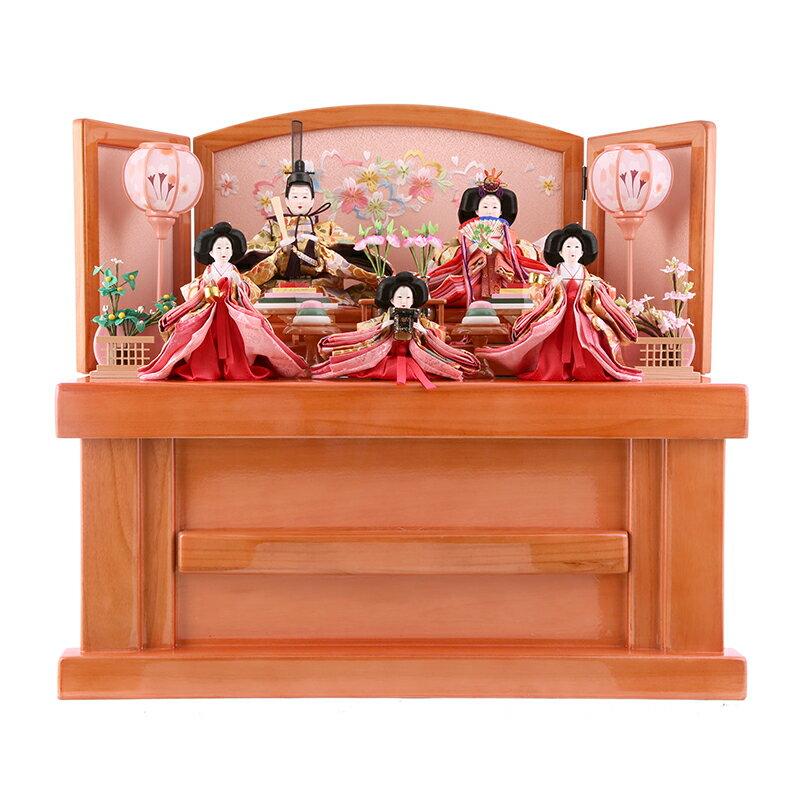 雛人形 ひな人形 雛 収納飾り 五人飾り ピンク 木目 H233 Aki 3 Efimajsa Hu
