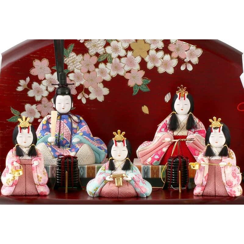 雛人形 コンパクト 一秀 ひな人形 木目込人形飾り 平飾り 五人飾り 木村一秀作 安土雛 14号 h083-ii-015_2
