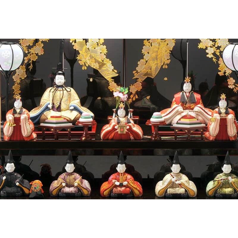 雛人形 コンパクト 一秀 ひな人形 木目込人形飾り 三段飾り 十人飾り