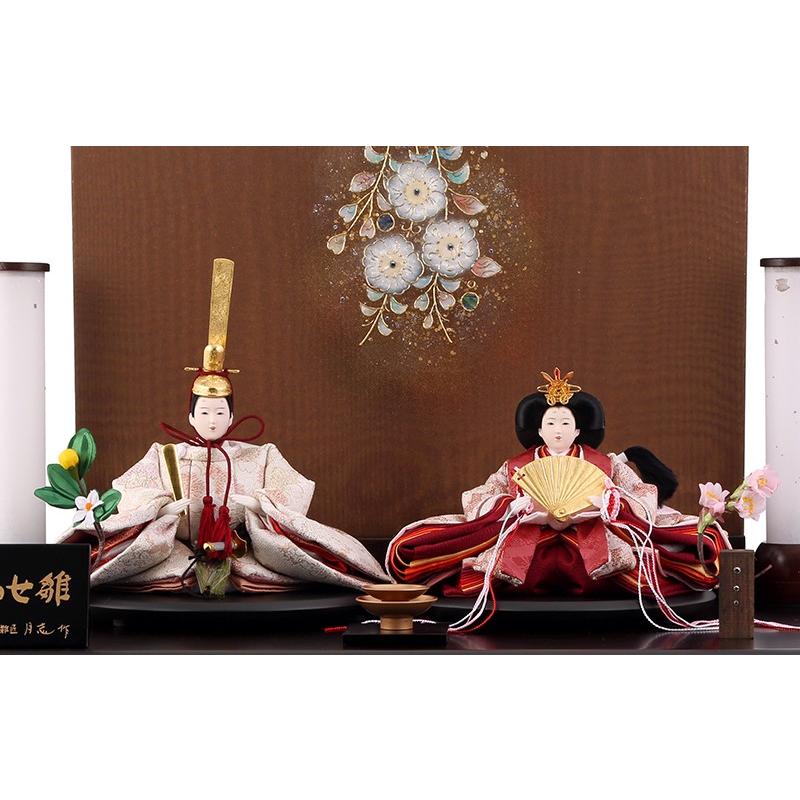 雛人形 ひな人形 雛 収納飾り 親王飾り 雛匠 月志作 しあわせ雛 麗 螺鈿細工 ダークブラウン塗 辻が花衝立 h243-tj-56 ningyoya_2