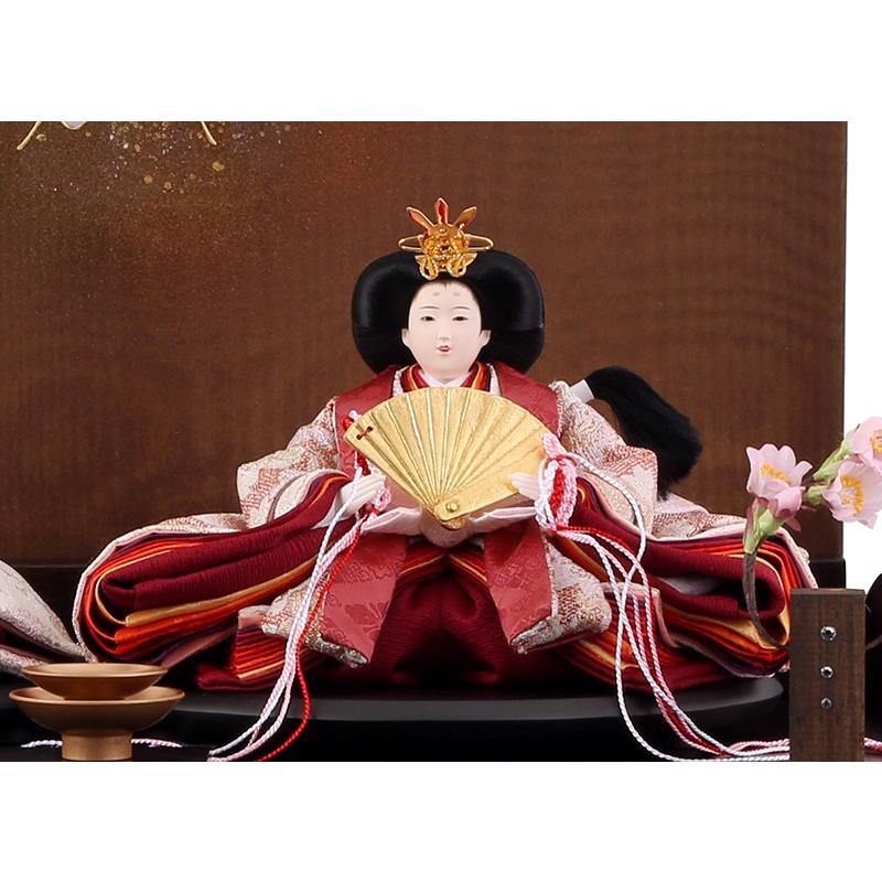 雛人形 ひな人形 雛 収納飾り 親王飾り 雛匠 月志作 しあわせ雛 麗 螺鈿細工 ダークブラウン塗 辻が花衝立 h243-tj-56 ningyoya_4