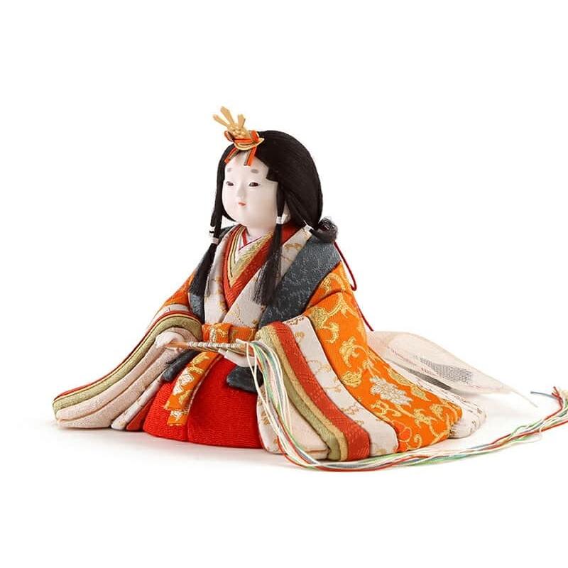 幸一光 ひな人形 コンパクト 雛 木目込人形飾り 平飾り 親王飾り 小雪 目入頭 正絹 屏風B アクリル足付飾台 【ハレノヒ】 h033-koi-432b