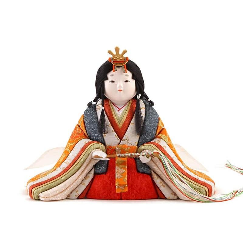 幸一光 ひな人形 コンパクト 雛 木目込人形飾り 平飾り 親王飾り 小雪 目入頭 正絹 屏風B アクリル足付飾台 【ハレノヒ】 h033-koi-432b