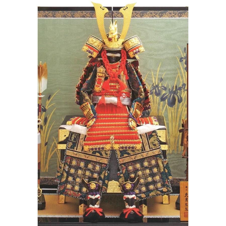 久月 五月人形 鎧平飾り 鎧飾り 平安武久作 京甲冑 本金箔押 正絹朱赤