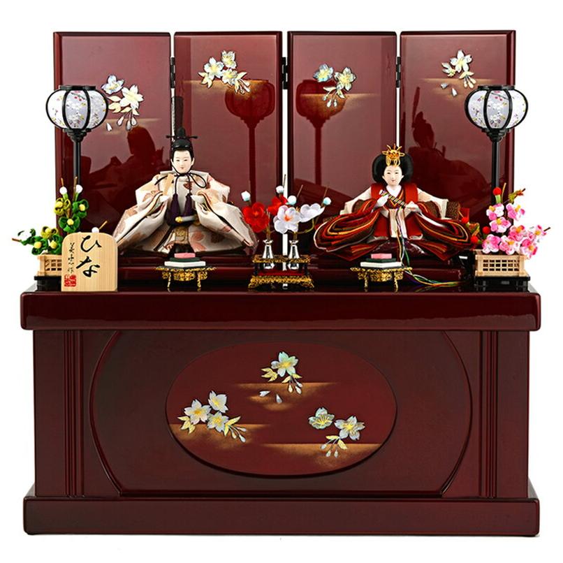 【楽天カード分割】 雛人形 h263-sb-sakuramai 漆塗 螺鈿 桜舞 収納飾り 親王飾り 雛 ひな人形 収納飾り