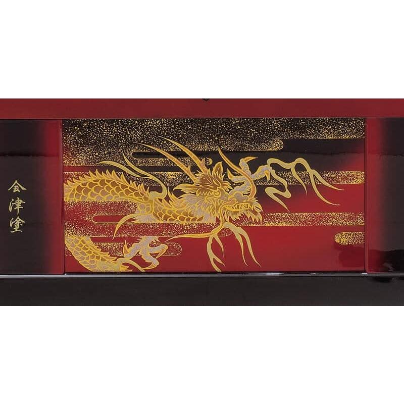 新品 五月人形 平安豊久作 収納着用兜 賢王セット 25号/会津塗 収納台 65cm 赤溜 龍虎/黄金立札 端午の節句 こどもの日 平安豊久 五月人形 コンパクト 豊久 着用 兜収納飾り 兜飾り 賢王 25号