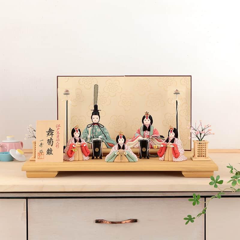 雛人形 コンパクト 一秀 ひな人形 木目込人形飾り 平飾り 五人飾り