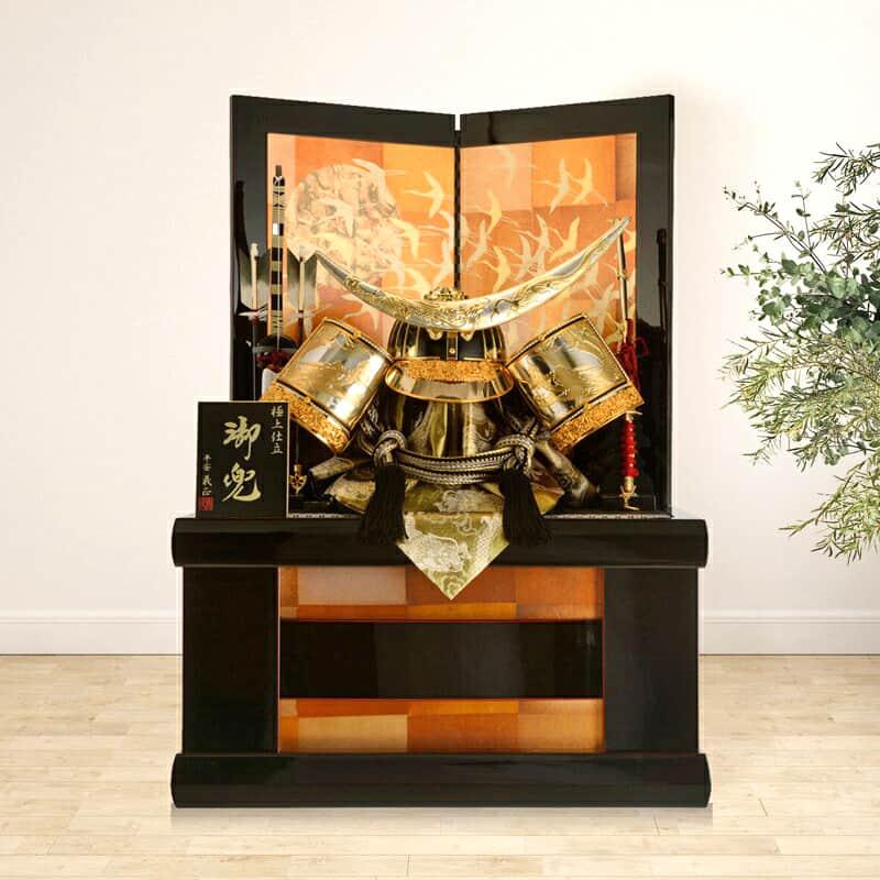 五月人形 伊達政宗 着用 兜収納飾り 兜飾り 平安義正作 本金箔焼箔仕上げ 五月人形 伊達政宗 着用 兜収納飾り 兜飾り 平安義正作 極上仕立 鶴 本