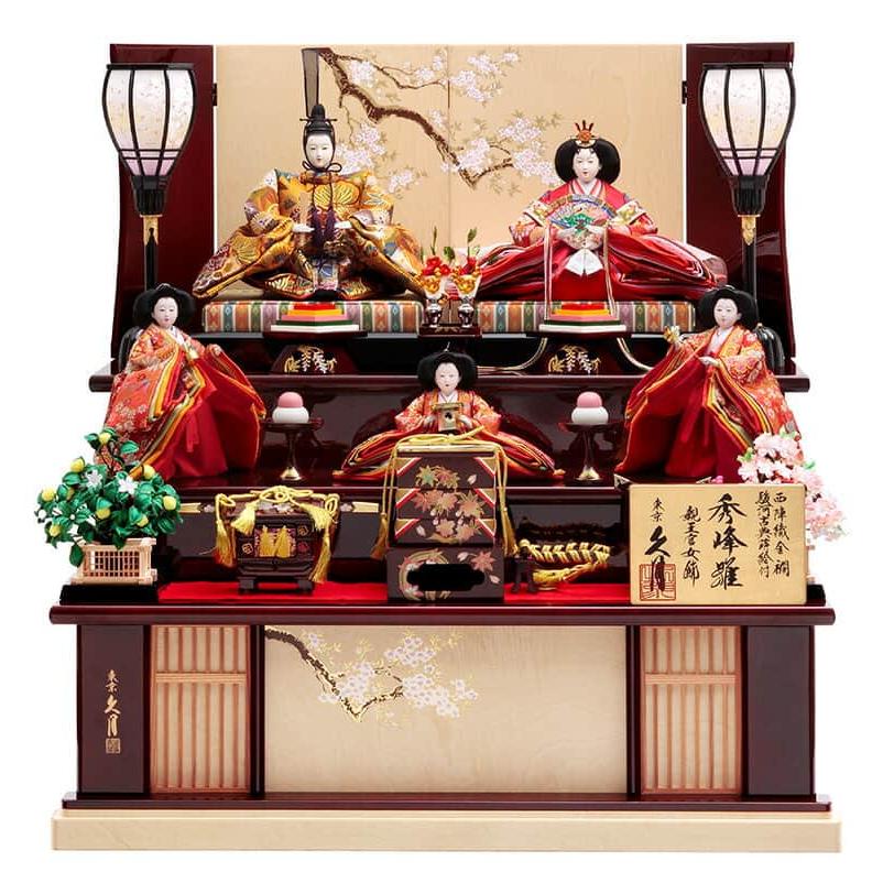 雛人形 久月 ひな人形 三段飾り 五人飾り 銘木シリーズ 栃 秀峰雛