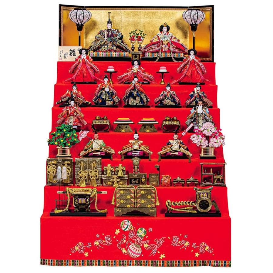 雛人形 平安豊久 ひな人形 七段飾り 十五人飾り 末広 九番親王 大三五