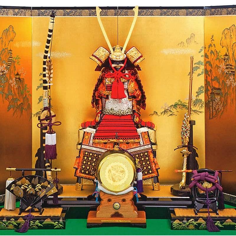 久月 五月人形 鎧平飾り 鎧飾り 平安一水作 本金箔押 黒小札正絹赤糸縅