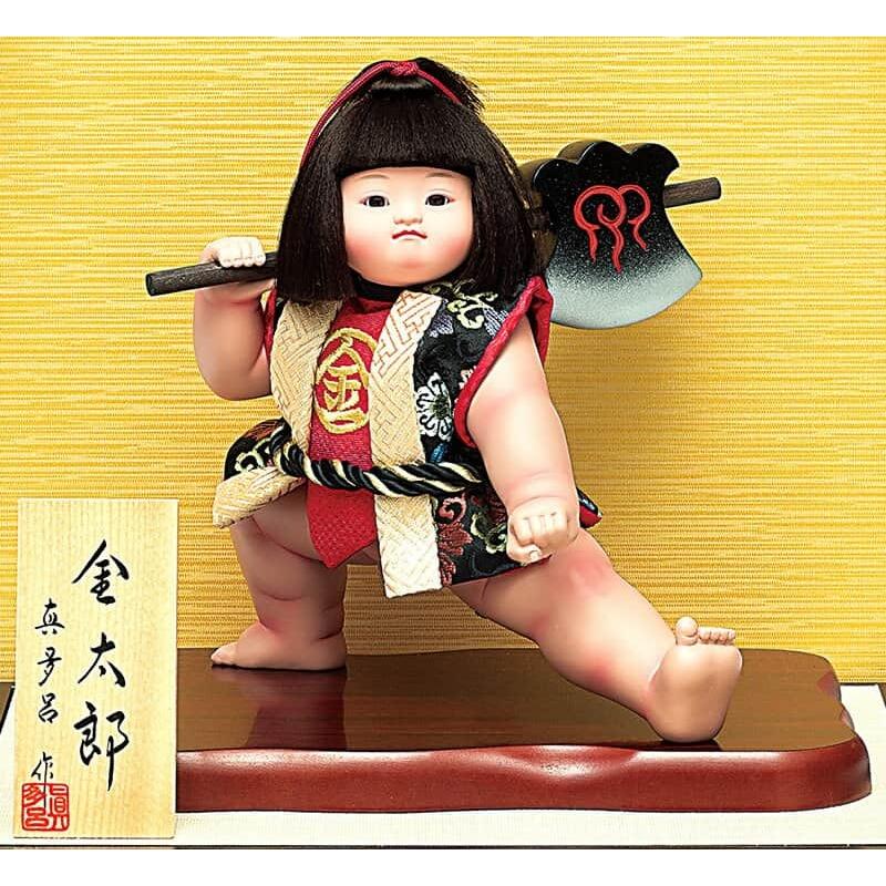 五月人形 真多呂 金太郎 ケース飾り 武者人形 真多呂作 鉞 ケース付