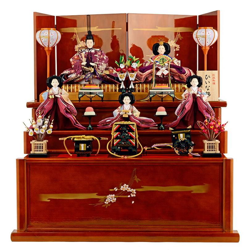 ひなせい 雛人形 ひな人形 雛 コンパクト収納飾り 三段飾り 五人飾り