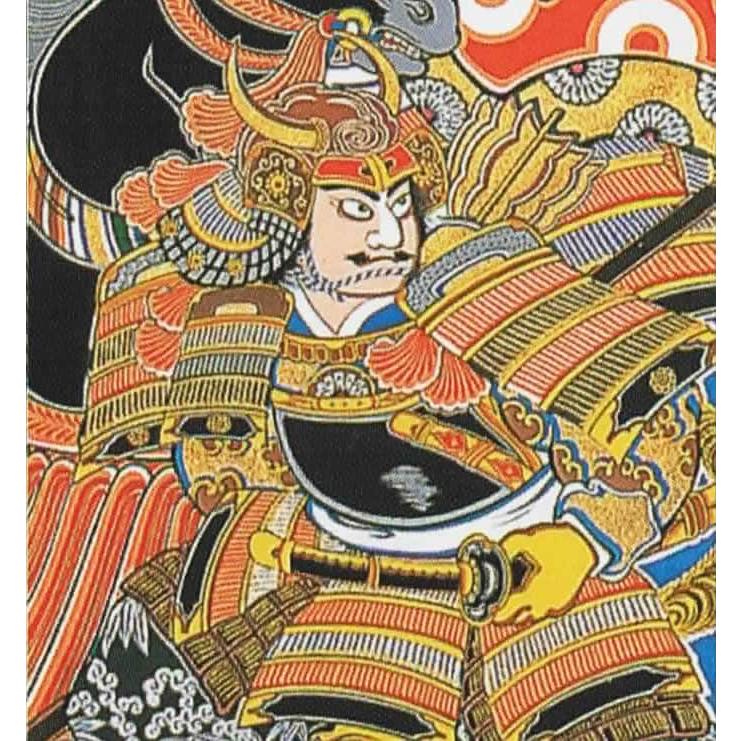 大畑 武者絵のぼり 武者幟 加藤清正 4.1m ポール付セット 杭式 家紋