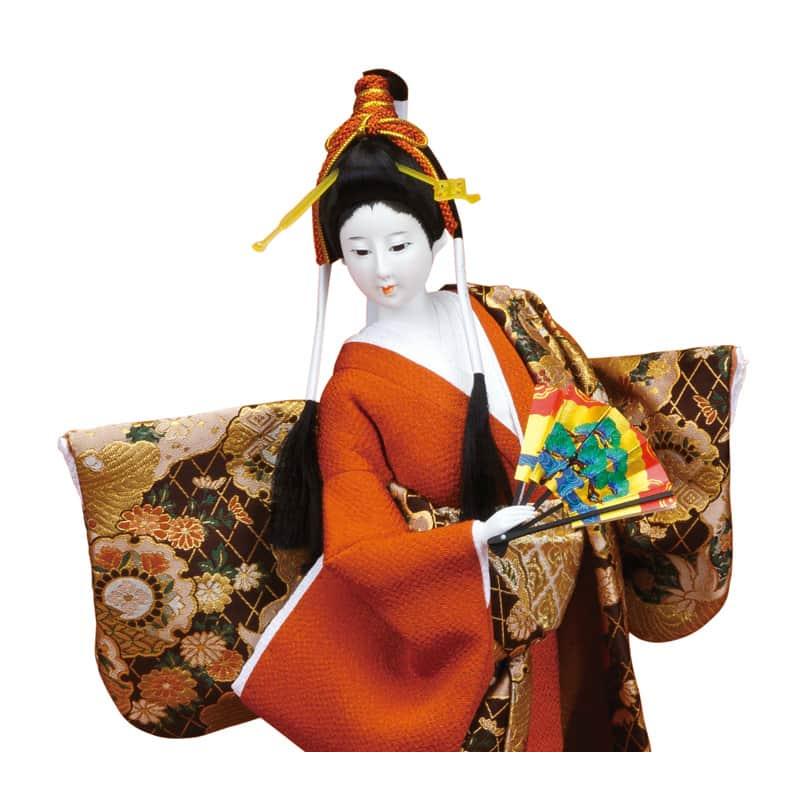 日本人形 尾山人形 人形単品 寿喜代作 舞扇 金らん 10号 sk-o1593