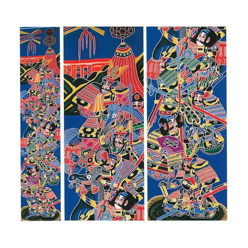 武者絵のぼり ワタナベ 武者幟 庭園用 0.92×9m 賤ヶ岳七本槍 25巾綾5間 手描本染 家紋・名前入れ可 wtk-me255sy_2