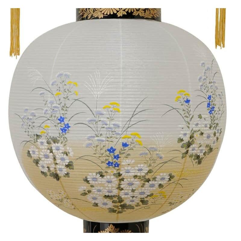 盆提灯 御殿丸 尺一 小菊茶ボカシ 電池式LED ビニロン紙張 h038-ymt 
