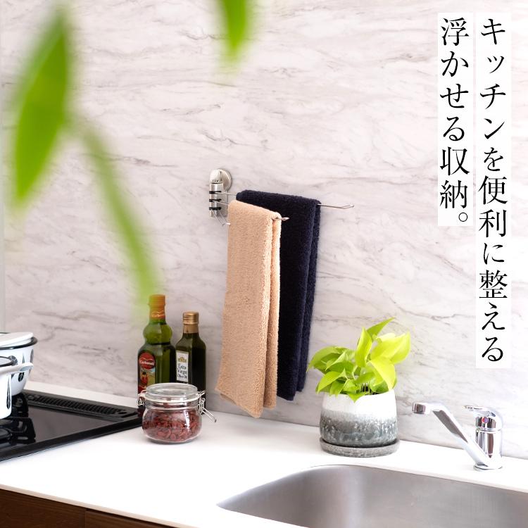 ふきん掛け タオル掛け 収納 浮かせる収納 おしゃれ 3本 ステンレス 強力 レバー吸盤 アスベル ポゼ キッチン収納 キッチン | アスベル | 01