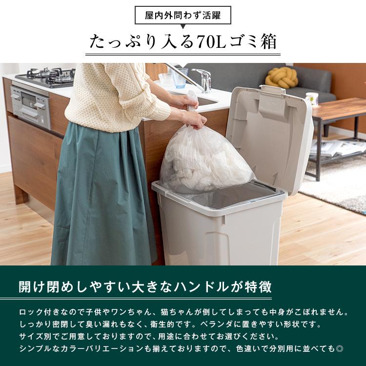 ゴミ箱 おしゃれ 屋外 分別 SP ハンドル ペール 70リットル アスベル ダストボックス 大容量 70l 70L 蓋付き カラス対策 ベランダ 資源ゴミ ごみ箱｜asvel｜02