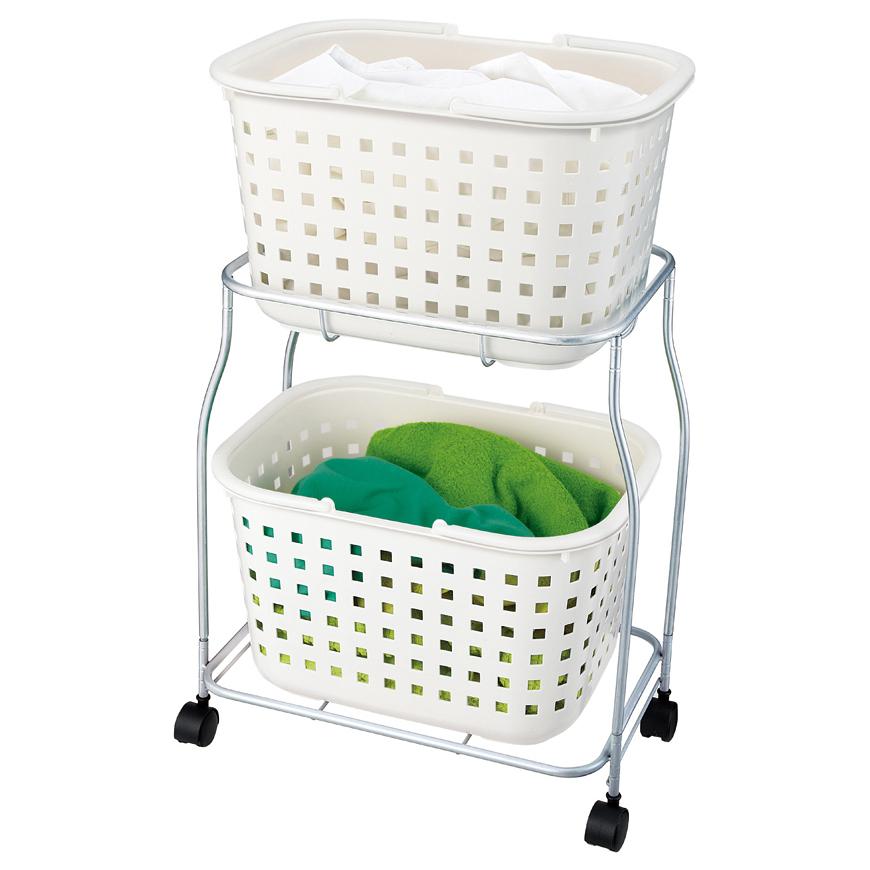 ランドリーワゴン 2段 アスベル Asvel ランドリー 収納 バスケット ラック ランドリーラック ランドリーバスケット かご 洗濯