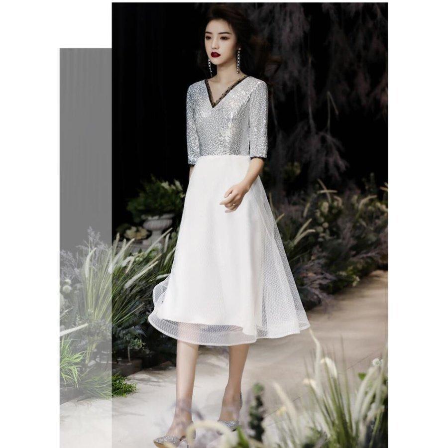 定番 カラードレス ミモレ丈 Aライン お呼ばれ フォーマル おしゃれ ワンピース 40代 30代 代 パーティードレス 袖あり 結婚式 成人式 卒業式 披露宴 二次会 食事会 パーティドレス お届け方法によって納期が違う 佐川急便 入金確認後5 7営業日発送 土日祝日除く