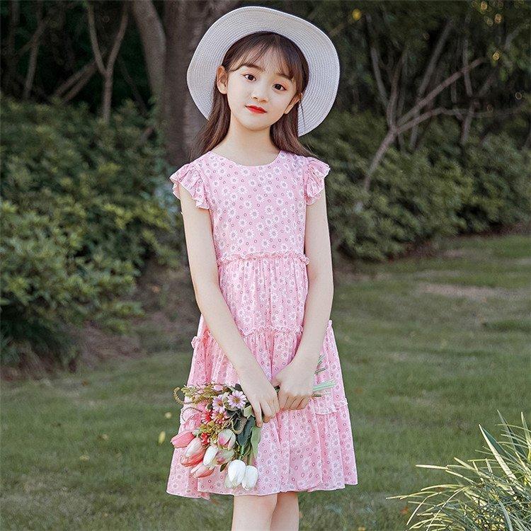 子供服 ワンピース ピンク 160 韓国子ども服 キッズ 女の子 春夏 半袖ワンピース 花柄 子供ドレス 結婚式 誕生日 ベビー ジュニア お姫様 おしゃれ 可愛い 新品