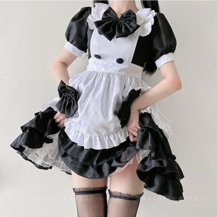 コスプレ メイド 魔女 衣装 ハロウィン 巫女 メイド服 コスプレ衣装 女王 4点セット キャラクター衣装 レディース メイド コスチューム 仮装 ロングワンピース ドレス ブラック 可愛い パーティー変装