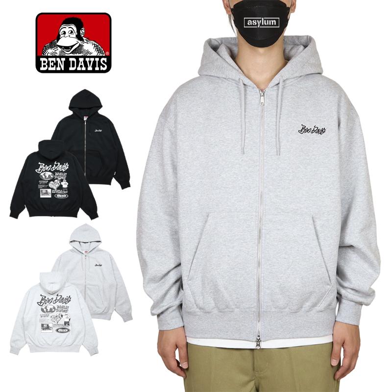 ベンデイビス ジップアップパーカー BEN DAVIS フーディ アメカジ トップス メンズ レディース ブランド 大きいサイズ 黒 バックプリント | BEN DAVIS | 03
