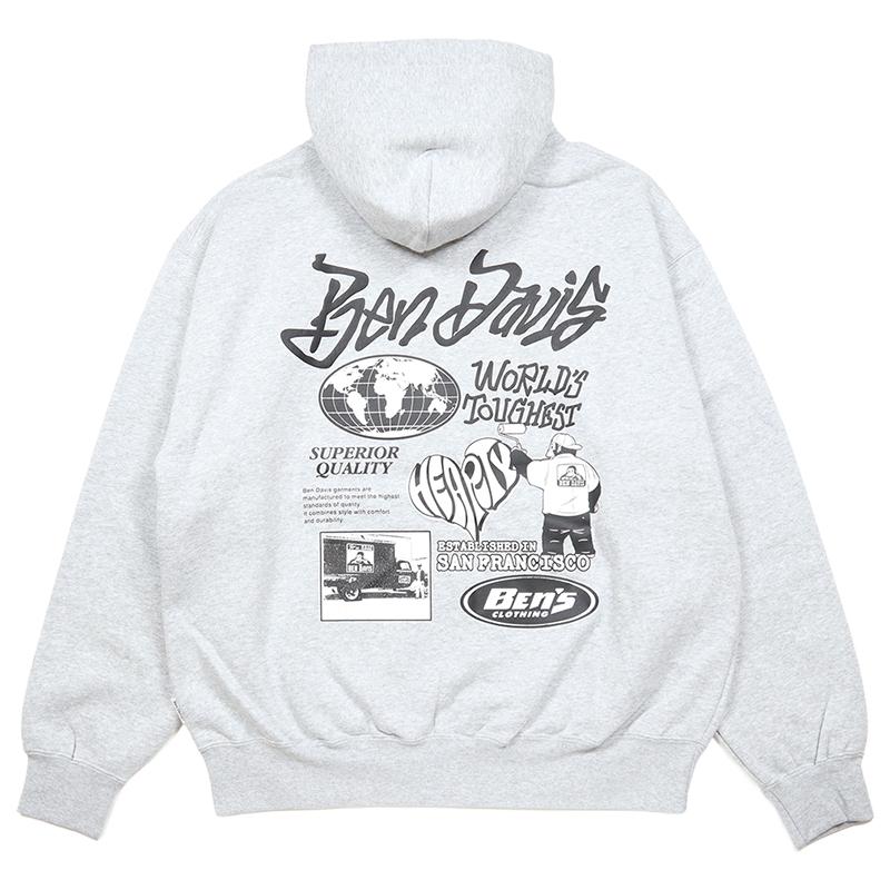ベンデイビス ジップアップパーカー BEN DAVIS フーディ アメカジ トップス メンズ レディース ブランド 大きいサイズ 黒 バックプリント | BEN DAVIS | 09