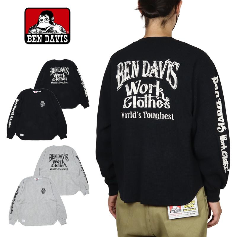 ベンデイビス ロンT BEN DAVIS Tシャツ 長袖 アメカジ トップス サーマル メンズ レディース ブランド 大きいサイズ 黒 バックプリント | BEN DAVIS
