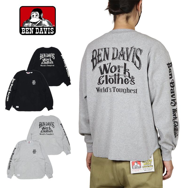 ベンデイビス ロンT BEN DAVIS Tシャツ 長袖 アメカジ トップス サーマル メンズ レディース ブランド 大きいサイズ 黒 バックプリント | BEN DAVIS | 03