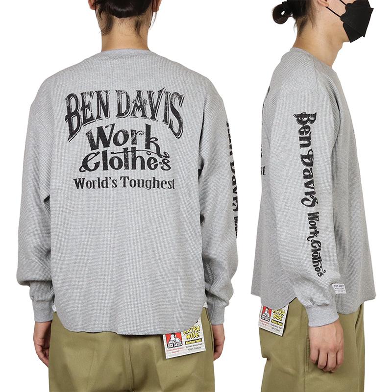 ベンデイビス ロンT BEN DAVIS Tシャツ 長袖 アメカジ トップス サーマル メンズ レディース ブランド 大きいサイズ 黒 バックプリント | BEN DAVIS | 07