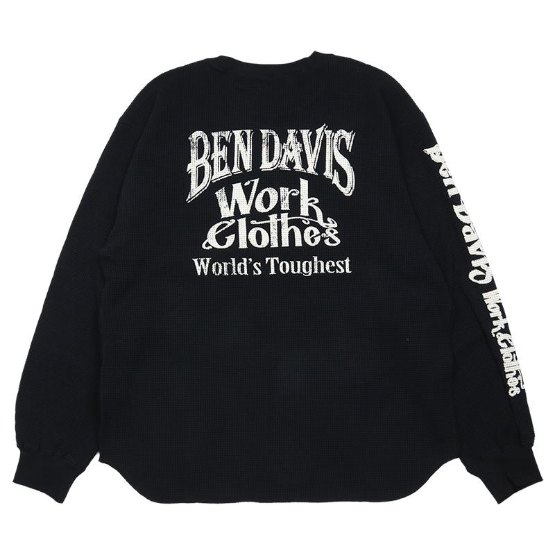 ベンデイビス ロンT BEN DAVIS Tシャツ 長袖 アメカジ トップス サーマル メンズ レディース ブランド 大きいサイズ 黒 バックプリント | BEN DAVIS | 09