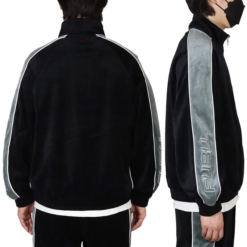 【FUBU】フブ 刺繍 セットアップ トラックジャケット ジャージ XL 黒 FUBU（フブ） ブルゾン アウター ブランド ロゴ 刺繍 長袖 フルジップ