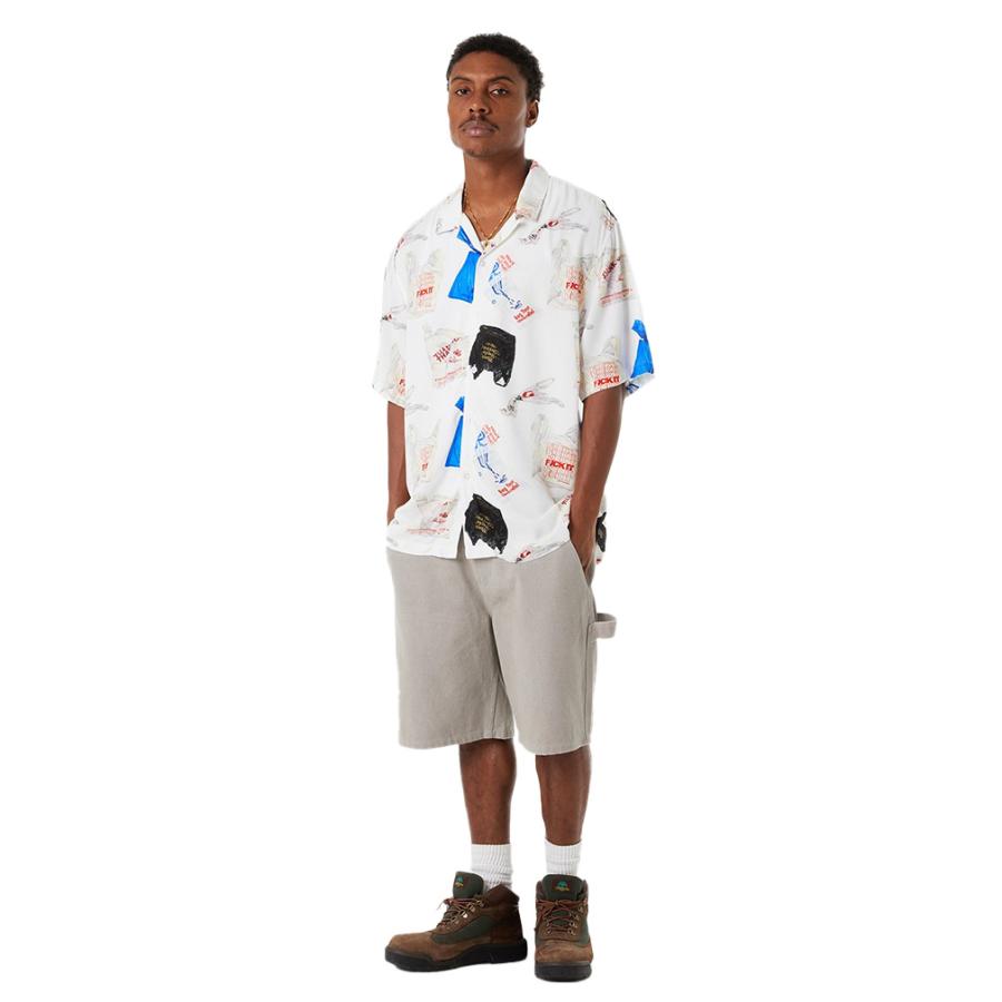 HUF 大麻　半袖シャツ　総柄　XLサイズ HUF（ハフ） GW P5倍 シャツ 半袖 開襟 メンズ レディース ブランド