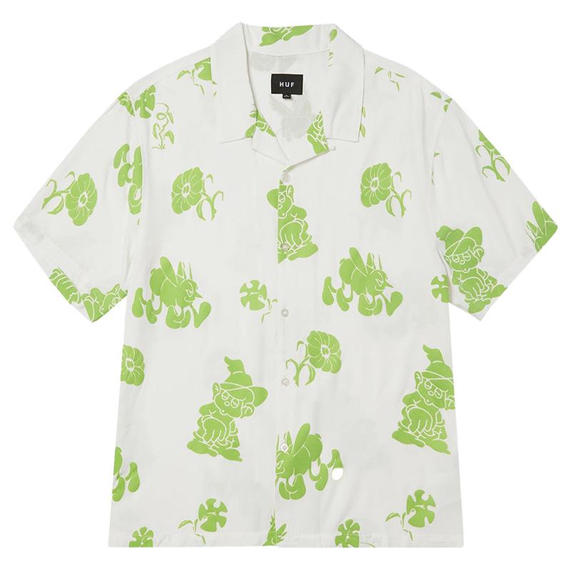 HUF 大麻　半袖シャツ　総柄　XLサイズ HUF（ハフ） GW P5倍 シャツ 半袖 開襟 メンズ レディース ブランド