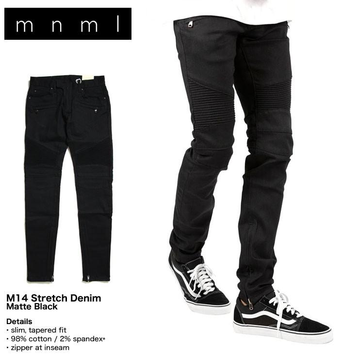 Mnml ミニマル デニム バイカ パンツ スキニーパンツ スキニージーンズ ストレッチ メンズ ブランド 大きいサイズ M14 Stretch Denim Matte Black Mnml039 Asylum 通販 Yahoo ショッピング