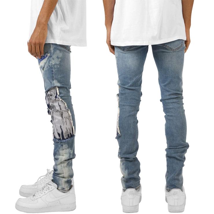 Mnml ミニマル デニム スキニーパンツ スキニージーンズ クラッシュデニム ブランド メンズ 大きいサイズ X161 ダメージ加工 ストレッチ 史上最も激安