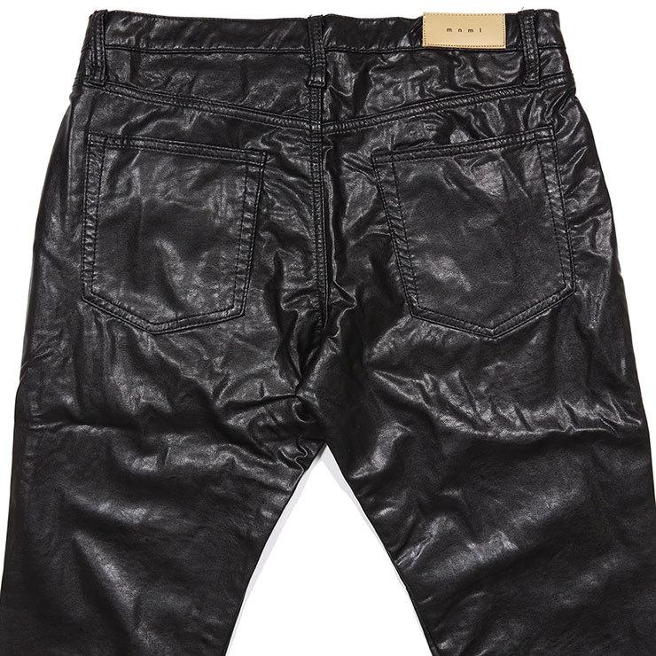 mnml 黒 レザーフレアパンツ mnml フレアパンツ ミニマル フレアデニム PUレザーパンツ