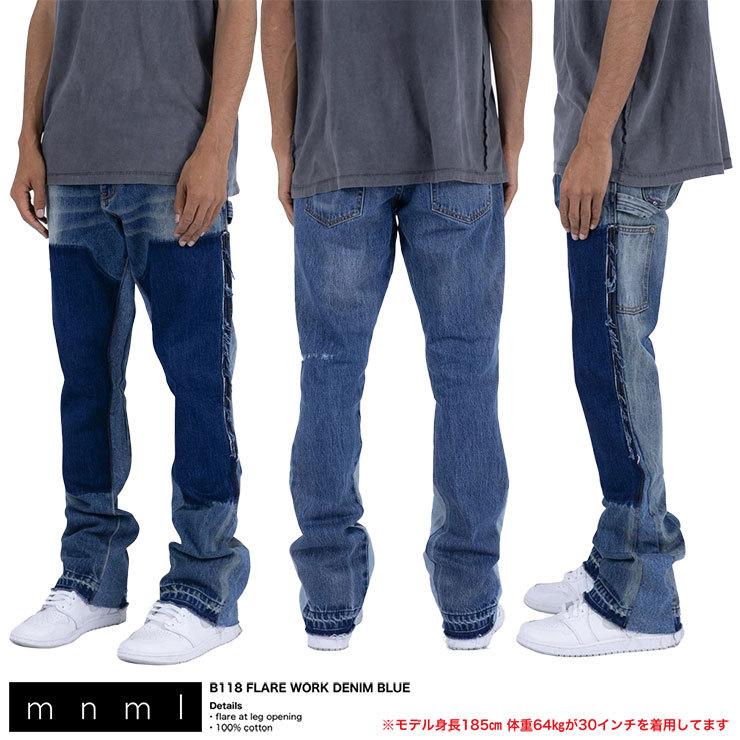 mnml フレア　ワーク　デニム 楽天市場】【20%OFF】 mnml ミニマル B118 FLARE WORK DENIM