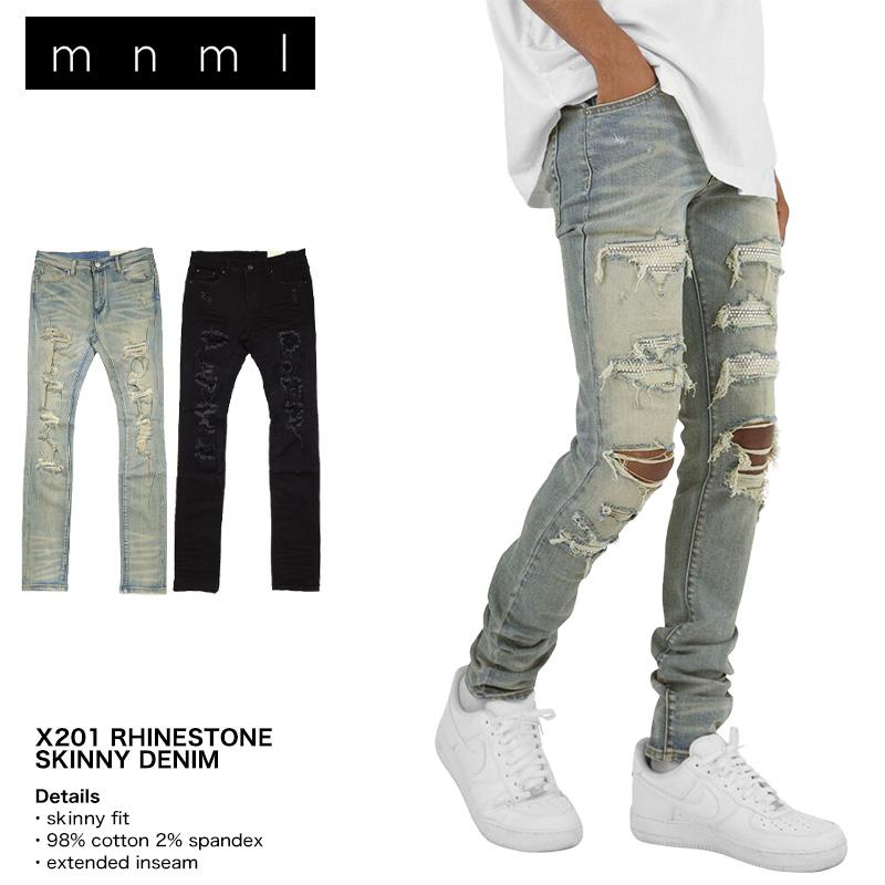 mnml 28ミニマル　ダメージスキニー　デニムパンツ mnml デニムパンツ ミニマル フレア スキニー ダメージ メンズ