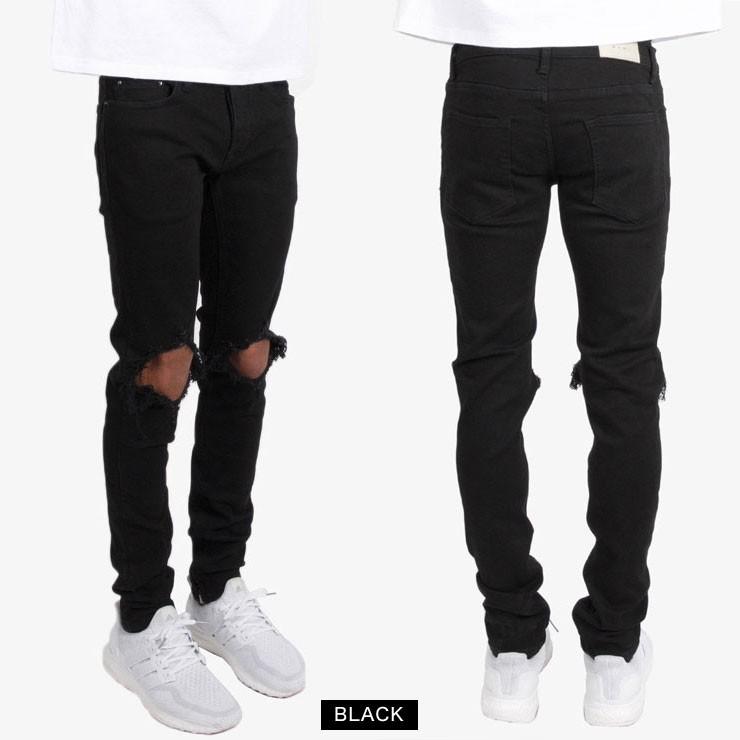 mnml ストレッチ 裾ZIPジップ ダメージクラッシュジーンズ mnml M1 STRETCH DENIM BLACK/ミニマル デニム｜asylum｜03