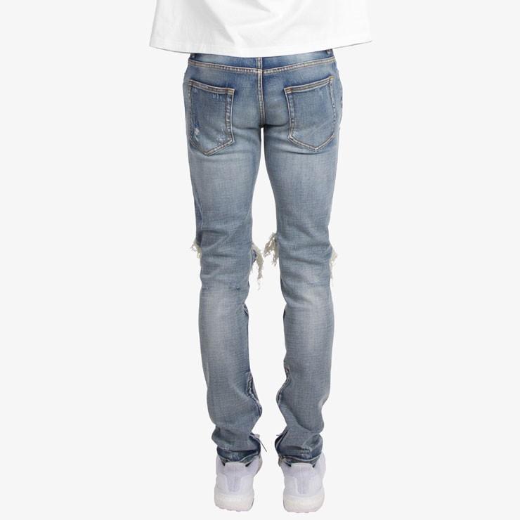 mnml（ミニマル） ストレッチ 裾ZIPジップ ダメージクラッシュジーンズ