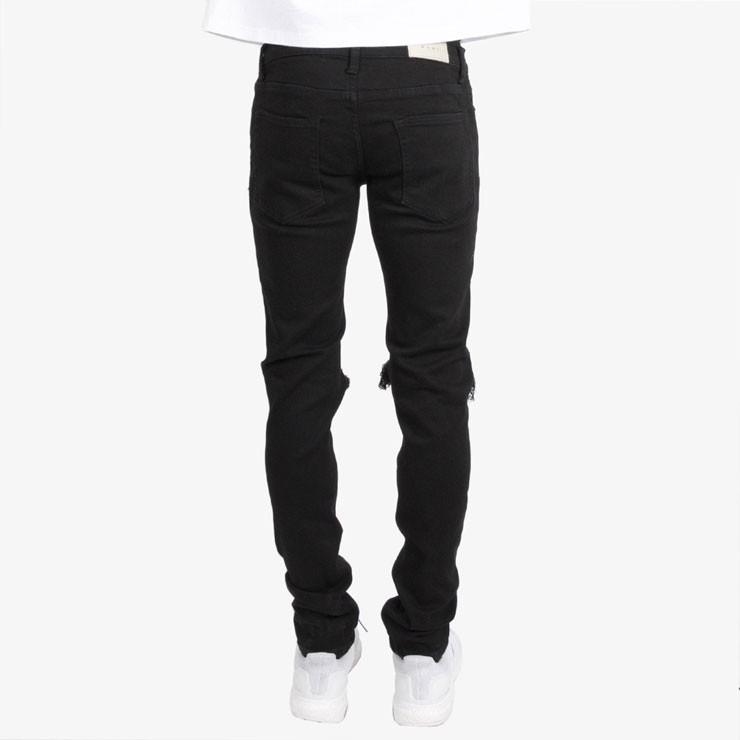 mnml（ミニマル） 爆買 ストレッチ 裾ZIPジップ ダメージクラッシュ