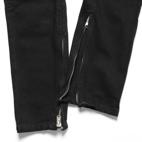 mnml（ミニマル） ストレッチ 裾ZIPジップ ダメージクラッシュジーンズ