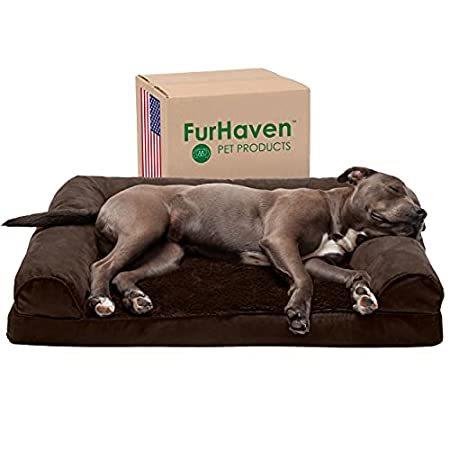 ASYストアFurhaven Orthopedic Pet Bed for Dogs and Cats - Sofa-Style Plush Fur and Su