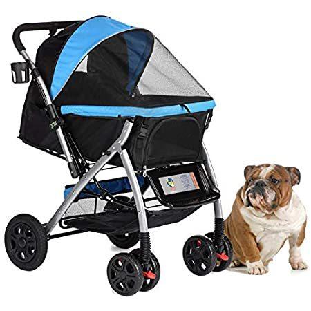 HPZ PET Rover Premium Heavy Duty Dog Cat Pet Stroller Travel Carriage with 
