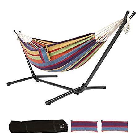 ASYストアONCLOUD Double Hammock with Stand 9ft Space Saving Steel Stand Includes Cup