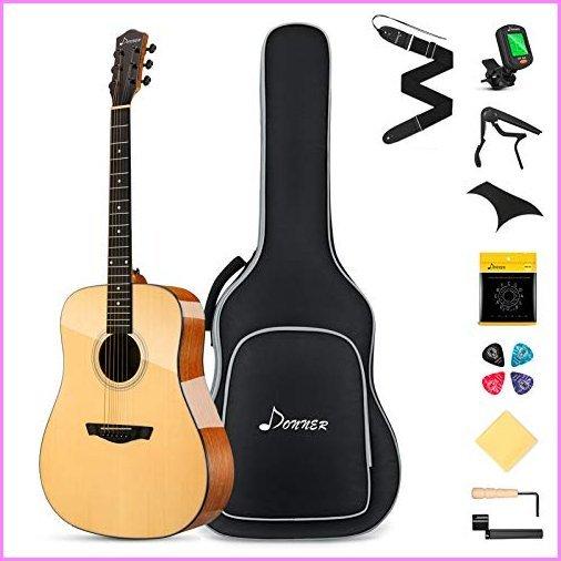 完売 送料無料 Donner Acoustic Guitar Beginner Adult Soild Spruce Top Dreadnought Acustica Guitarra Bundle Starter Kit Full Size 41 Inch 60 Off Www Feltonpilate Com