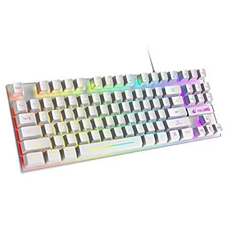 高品質の人気 Keyboard Gaming Keys 87 【送料無料】RGB USB Qui【並行輸入品】 Keyboard Floating Backlit Rainbow Wired キーボード